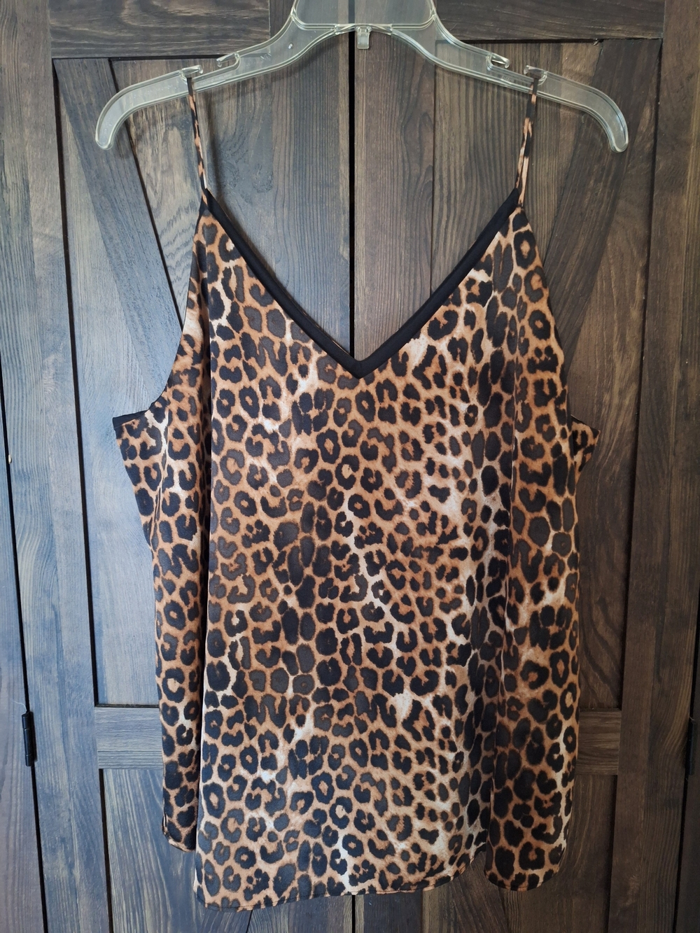 Express Leopard Print V-Neck Cami in Brown and Black